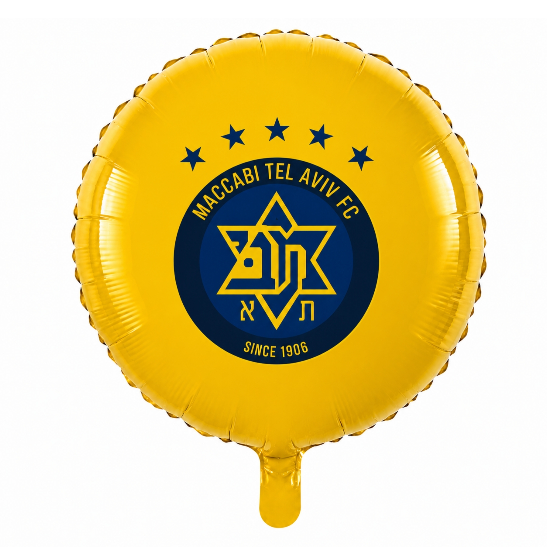 בלון עגול צהוב עם סמל מכבי תל אביב