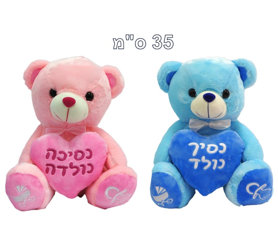 Blue & Pink Teddy Bear 35 cm – Prince & Princess